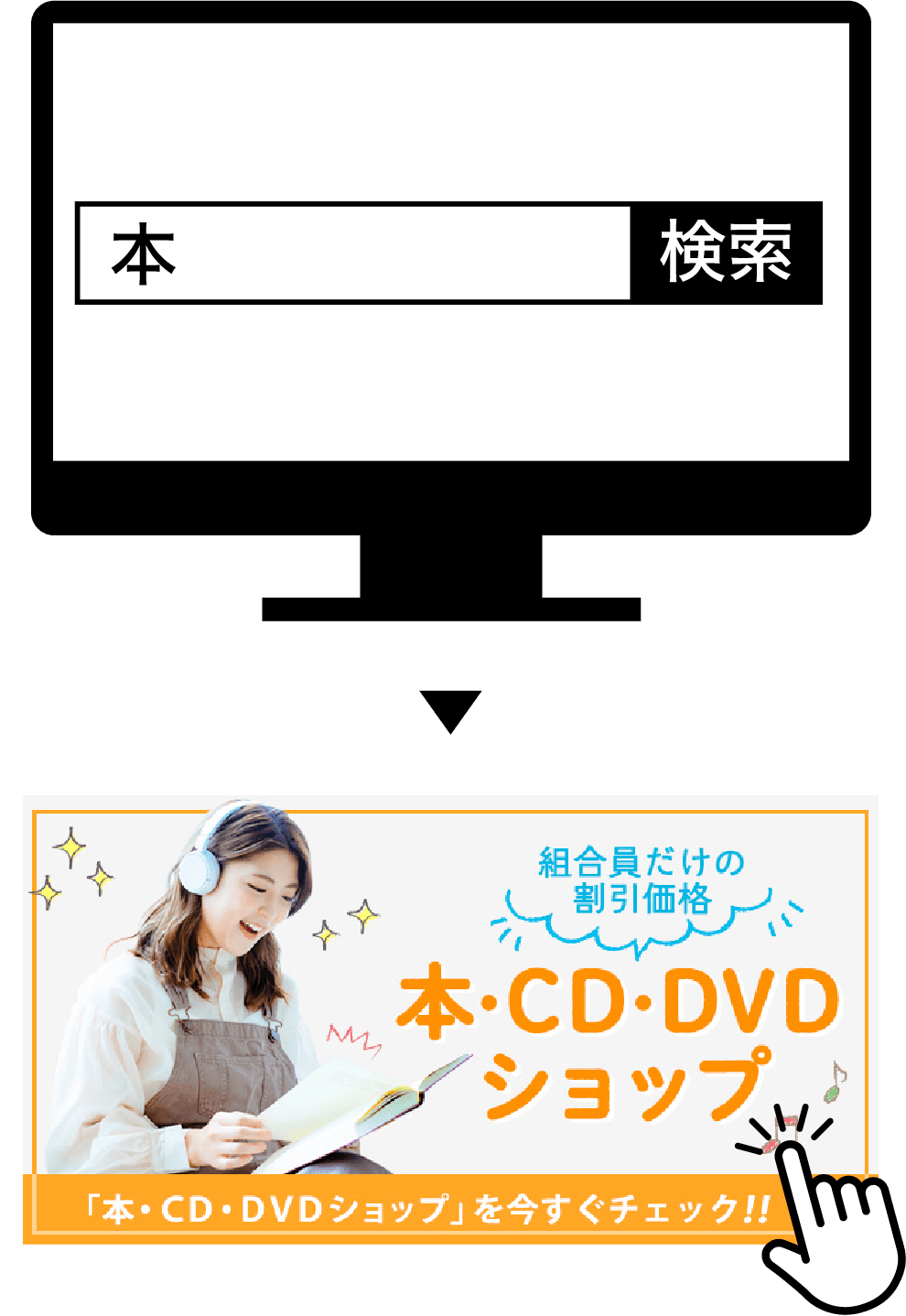 ②検索からアクセス「本」で検索